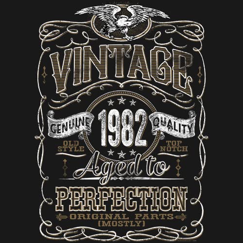 Vintage 1982 Aged to Perfection 43rd Birthday T-Shirt for Men - Funny 43 Year Old Gift Idea - Perfect for Parties, Celebrations & Milestone Birthdays