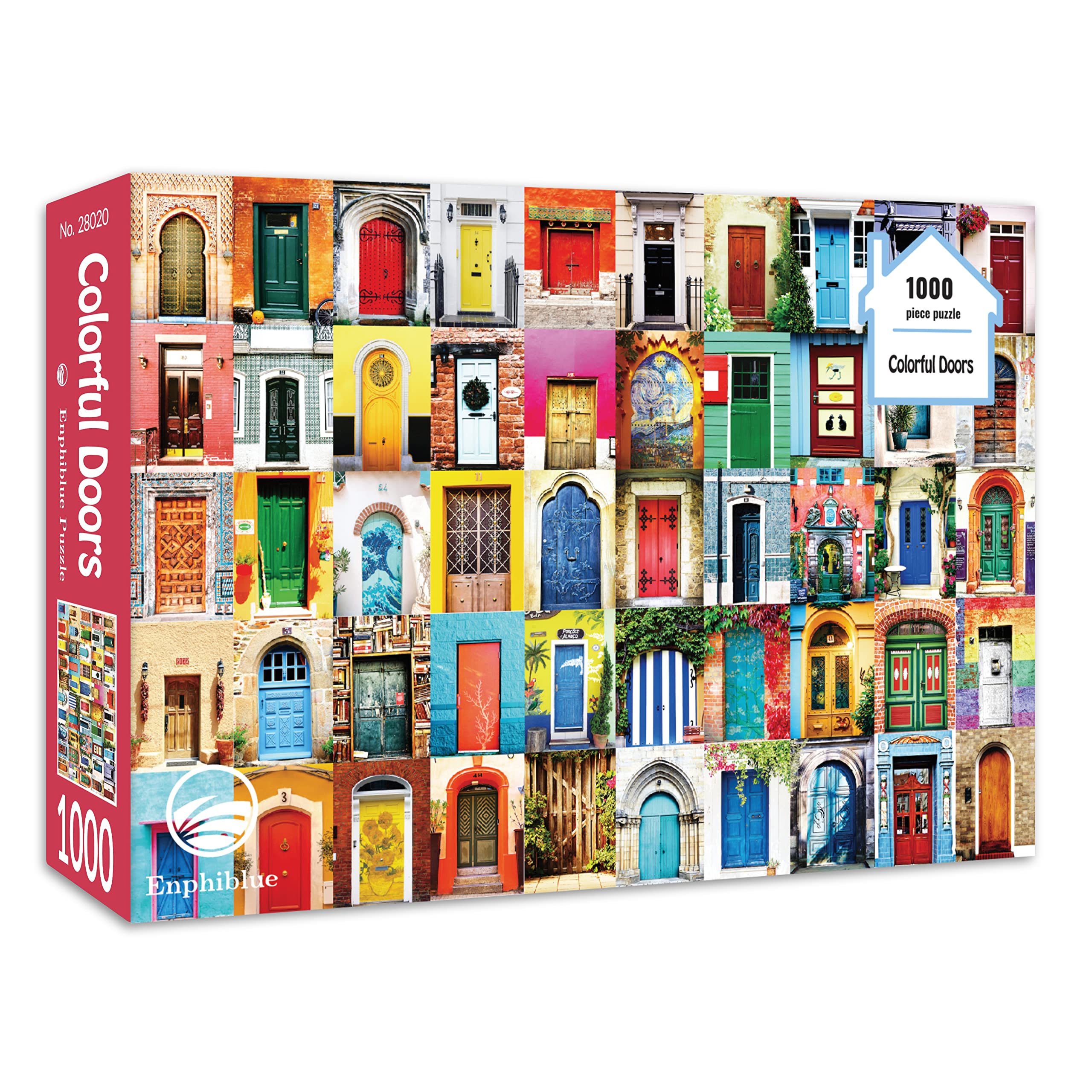 Enphiblue 1000-Piece Jigsaw Puzzle for Adults - Colorful Doors Art Challenge | Perfect for Family Game Night, Stress Relief & Home Decor