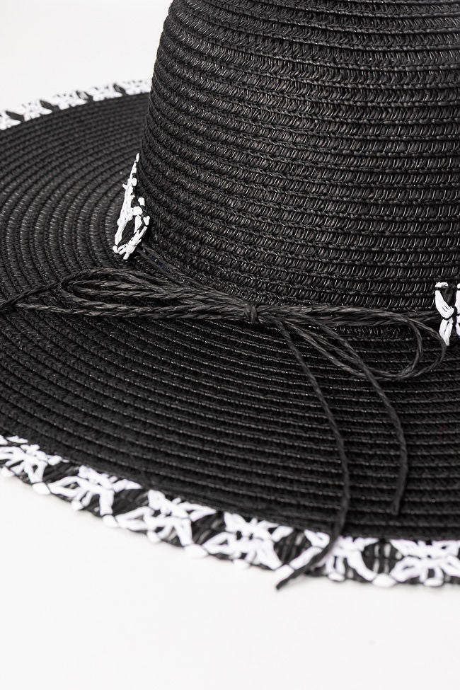 Stylish Black Stitch Brim Straw Hat for Women - Summer Beach Sun Hat with Wide Brim - Perfect for Outdoor, Vacation, and Fashion Accessories