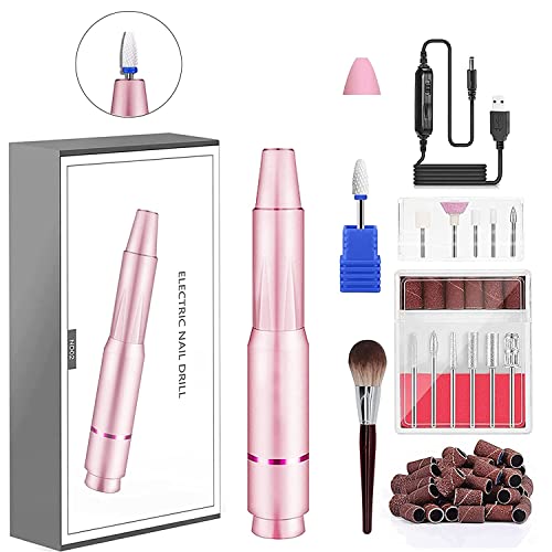 Professional Electric Nail Drill Kit - Portable Manicure & Pedicure Machine for Gel Nails, Acrylics & Nail Art | Home Salon & DIY Nail Care | Fast Polishing, Shaping & Filing (Pink) - Perfect for Nail Technicians, Home Use & Beauty Salons