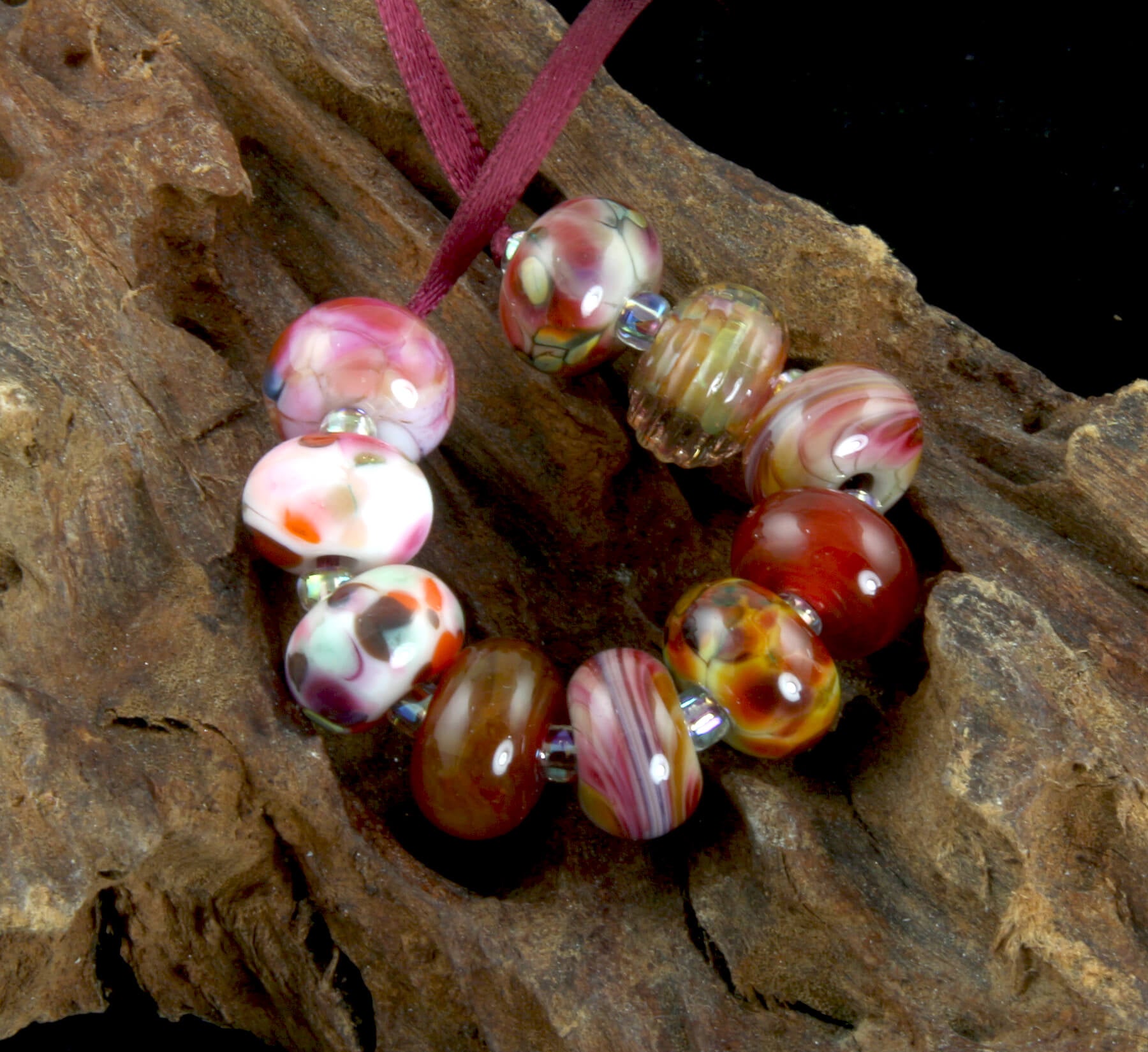 Pink and Yellow Lampwork Glass Beads Set for Jewelry Making - DIY Bracelets, Necklaces, and Craft Projects - SRA Certified