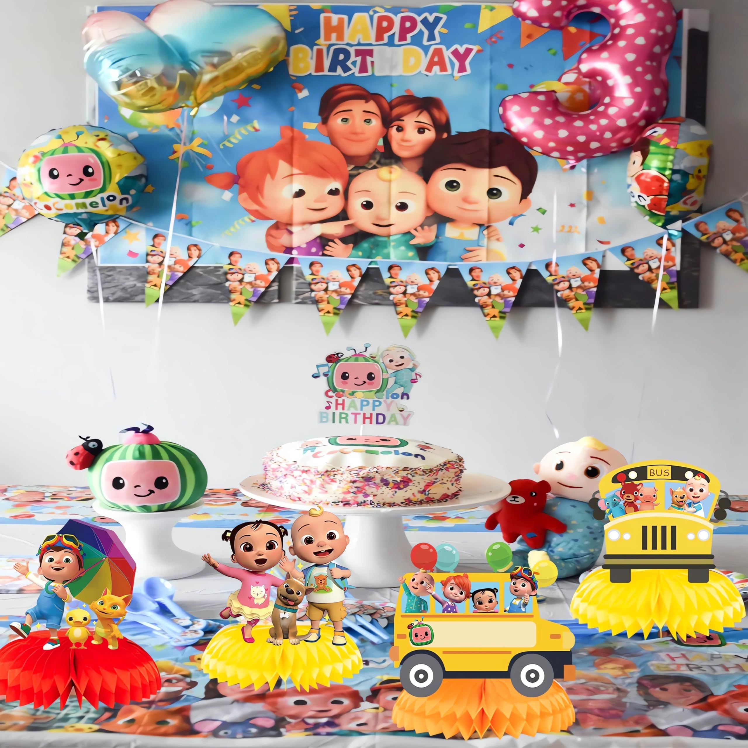 9Pcs Cartoon Melon Birthday Party Decorations Set - Cute Beehive Centerpiece for Kids, Baby Showers, Summer & Themed Parties - Perfect for Indoor & Outdoor Celebrations