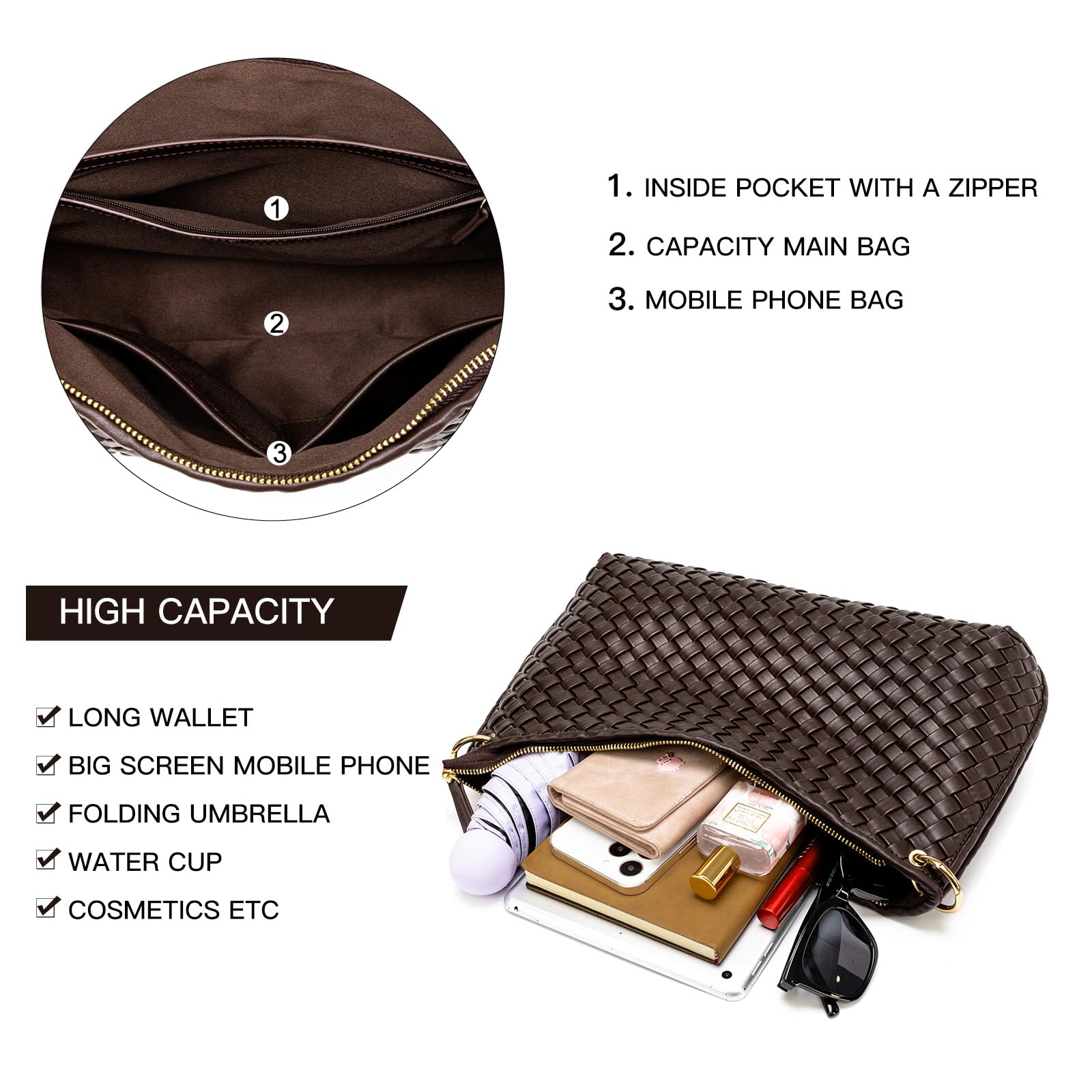 Stylish Woven Leather Shoulder Bag for Women - Elegant Small Handbag & Clutch Purse for Daily Use, Work, Shopping and Travel | Perfect Gift Idea