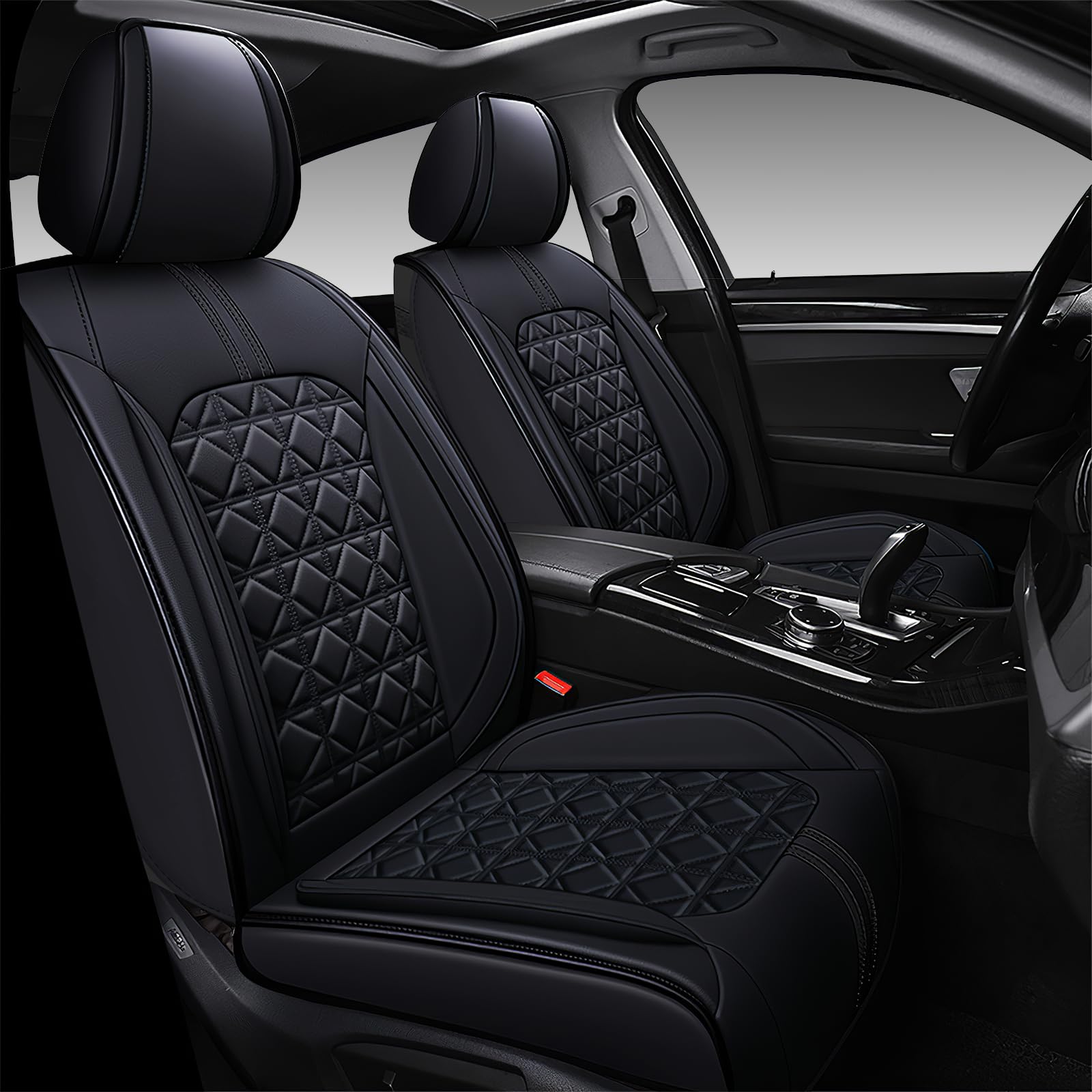 Premium Leather Car Seat Covers for Porsche Taycan 2020-2025 - 2-Seat Standard Set, Breathable & Comfortable All-Weather Seat Protectors (Black) | Perfect for Daily Commutes, Road Trips & Luxury Car Protection