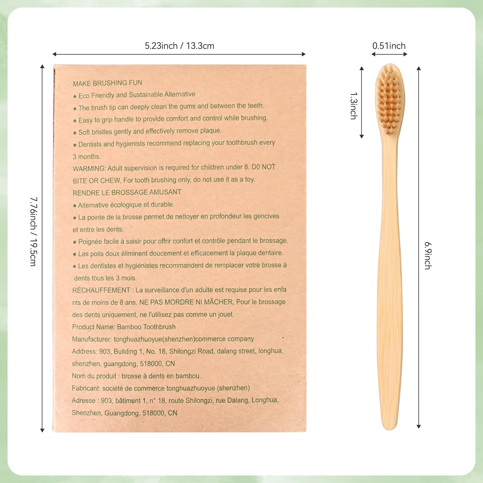 Eco-Friendly Bamboo Toothbrushes for Adults - 10 Pack Biodegradable Wooden Toothbrush Set with Soft Bristles | Sustainable, Compostable & Natural Oral Care | Perfect for Travel, Home Use & Zero-Waste Lifestyle