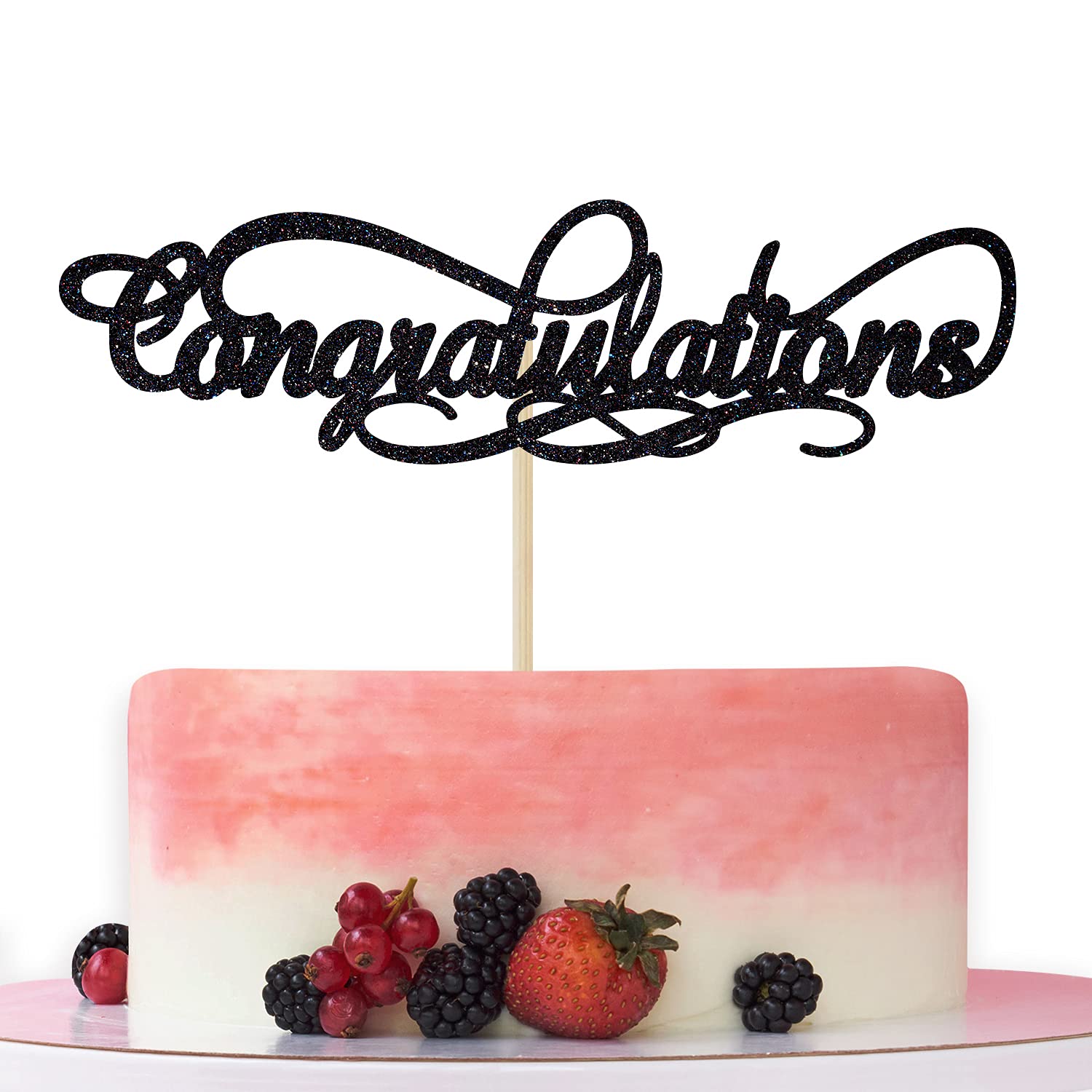 Black Glitter Cake Topper for Graduation, Wedding, Anniversary, Retirement & Gender Reveal Parties – Perfect for Celebrations & Special Events
