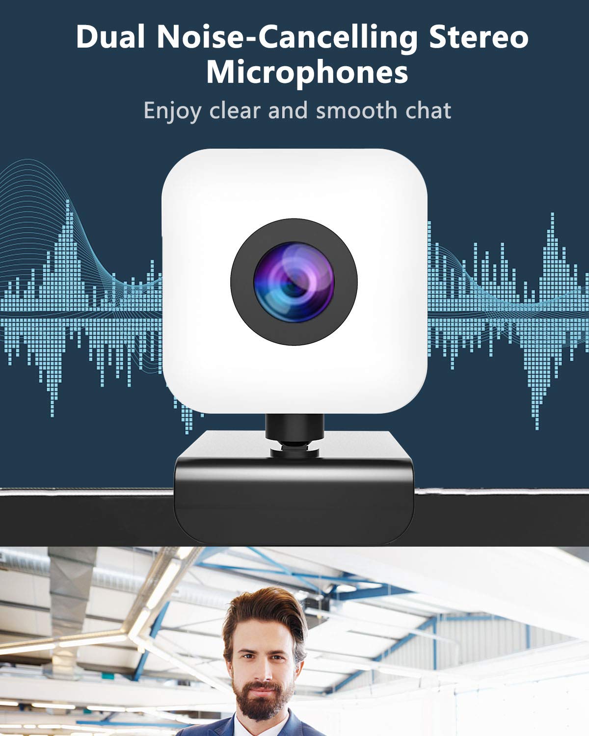 HD 1080P Streaming Webcam with Built-in Microphone & Ring Light - Computer Web Camera with Privacy Cover & Tripod for Laptop, PC, Mac - Perfect for Zoom Meetings, YouTube Streaming, Skype Calls, Xbox One & PS4 Gaming