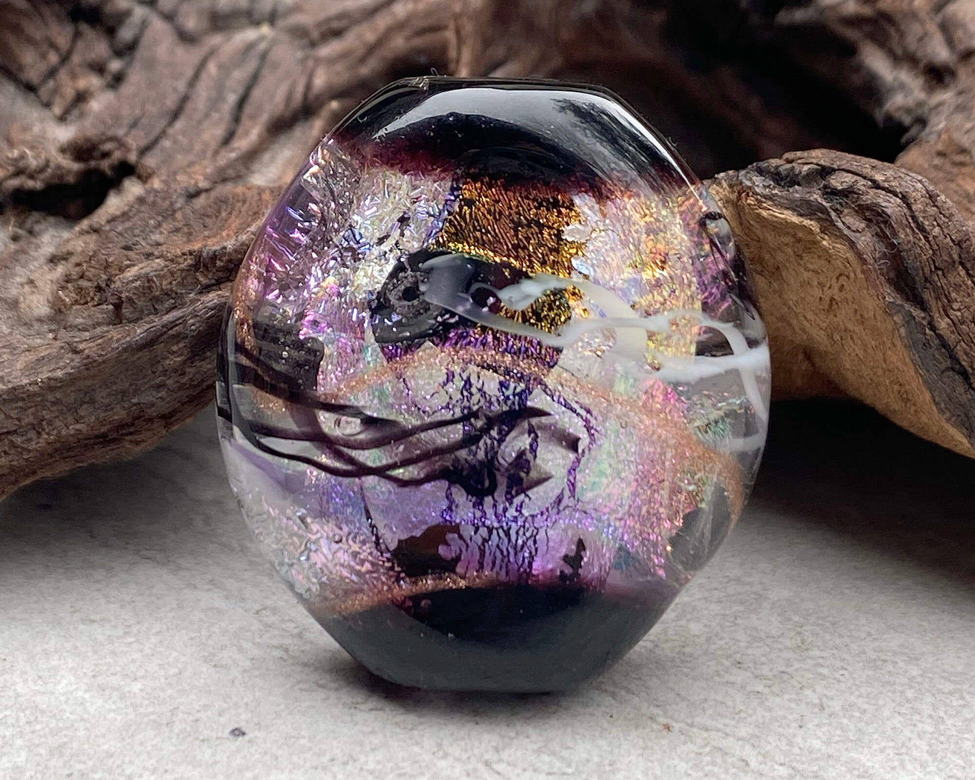 Pink Dichroic Shimmer Lampwork Glass Focal Bead for Jewelry Making - Handmade SRA Artisan Bead for Necklaces, Bracelets & DIY Craft Projects