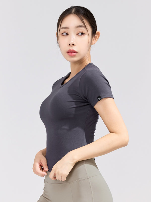 Soft Tension Round Crop Top for Women - Stretchy Comfort Fit Summer Fashion T-Shirt | Perfect for Yoga, Beach & Casual Outfits