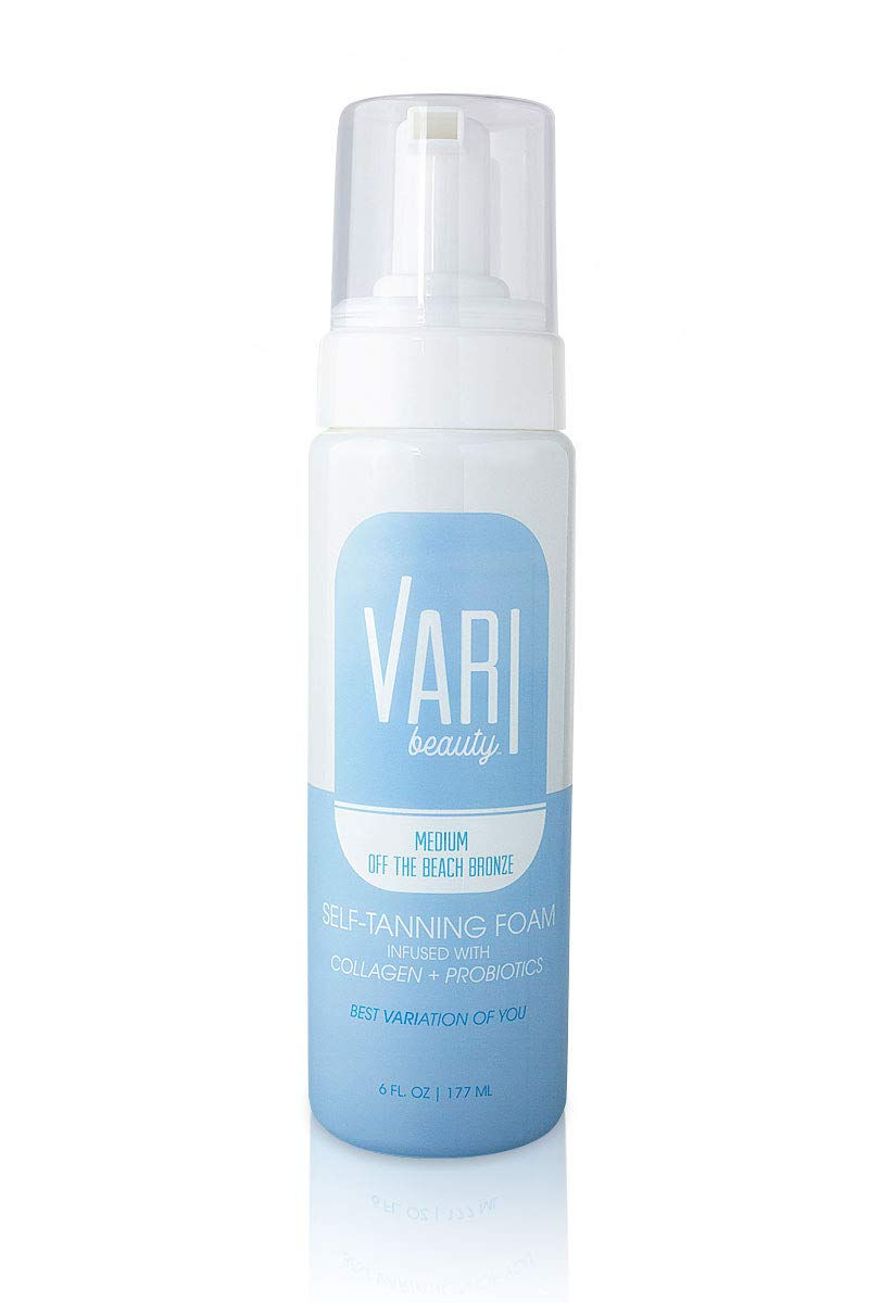 Vari Beauty Medium Self-Tanning Foam with Collagen & Probiotics (6 Fl Oz) - Quick Drying, Streak Free Tan for Natural Bronze Glow | Hydrating & Moisturizing Formula | Perfect for Beach Vacations, Summer Parties & Everyday Sun-Kissed Look