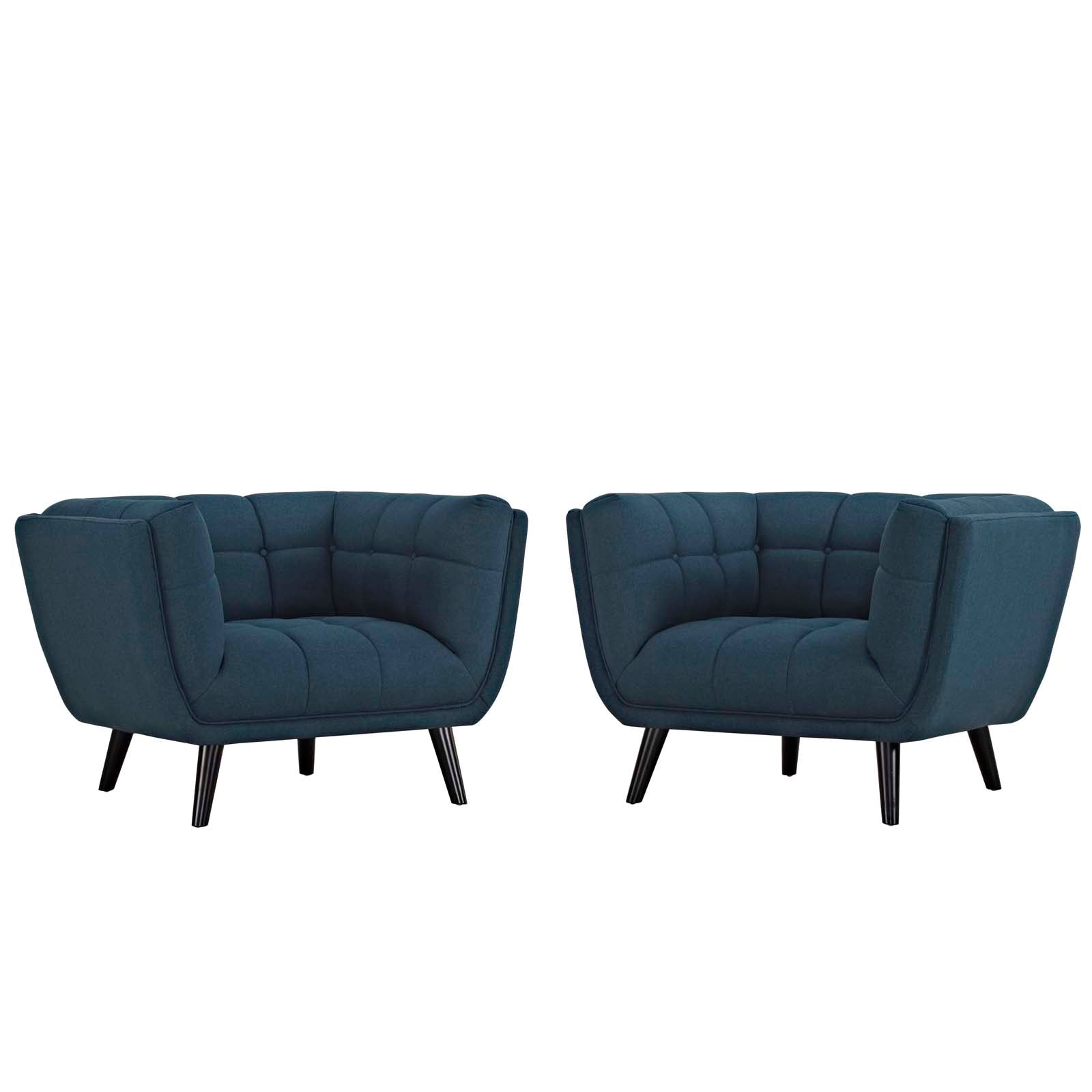 Bestow 2-Piece Upholstered Fabric Armchair Set - Modern Living Room Chairs with Comfortable Cushions - Perfect for Home, Office, and Lounge Areas