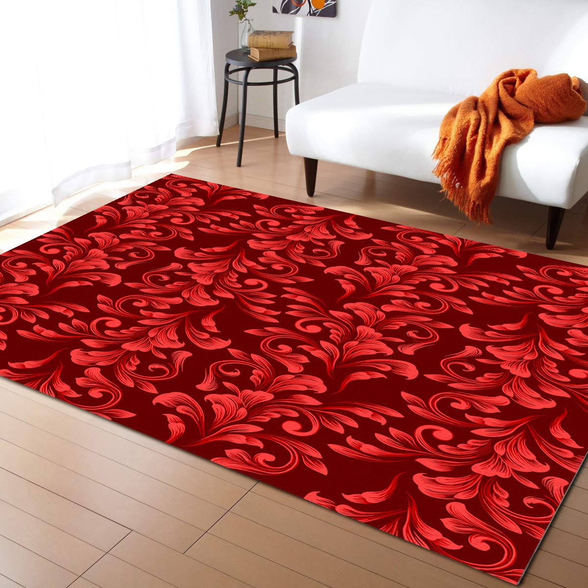 Floral Vintage Arabesque Area Rug 36x60 Inch - Soft Non-Slip Carpet for Bedroom, Kids Room, Nursery & Living Room Decor | Perfect for Girls & Boys Bedrooms, Home Decor & Cozy Spaces