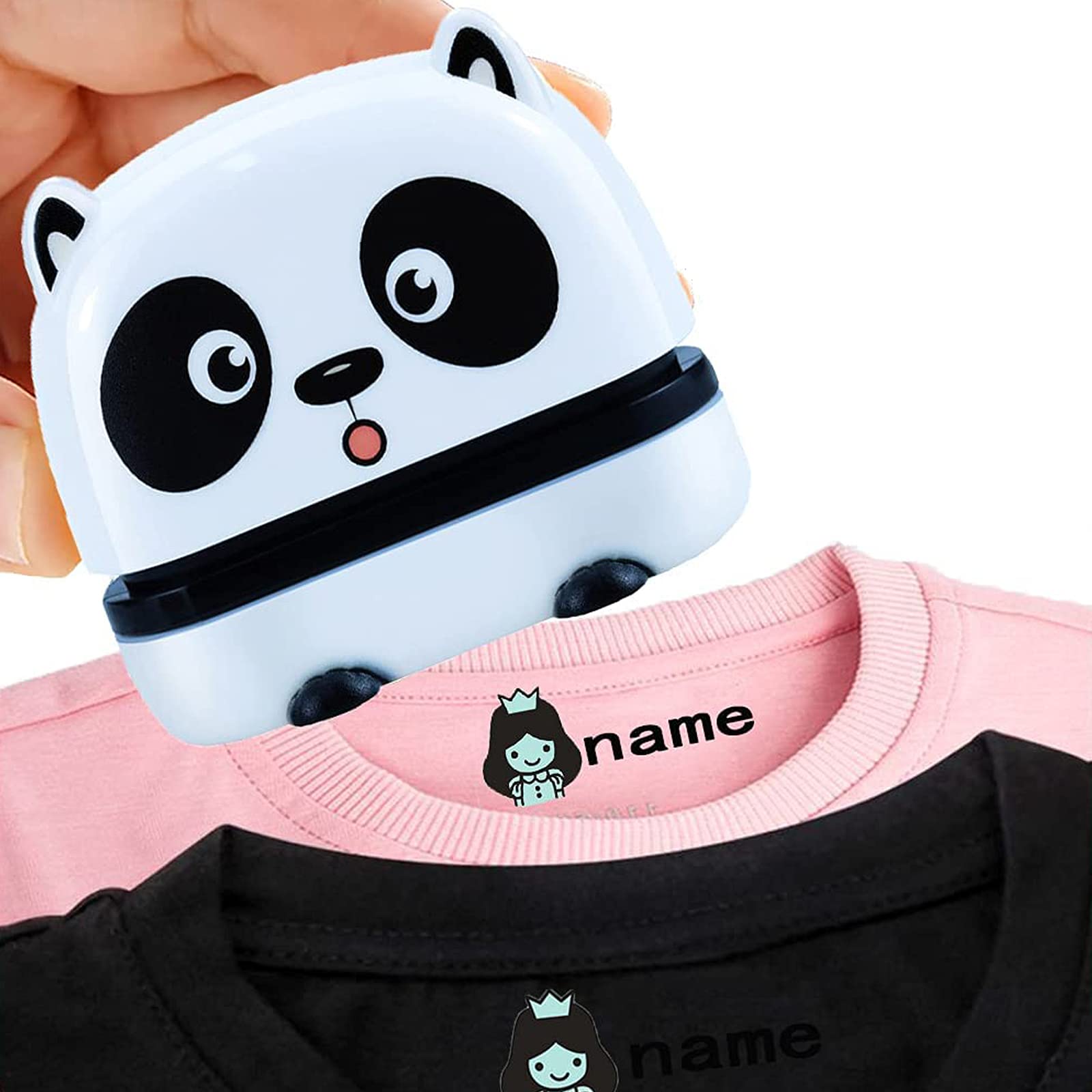 Custom Name Stamp for Kids - Personalized Baby & Student Clothes Label - Waterproof Washable School Uniform Stamp - White Panda Design - Perfect for Daycare, Preschool & Organizing Kids' Belongings
