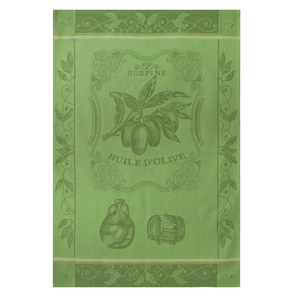 Premium French Jacquard Cotton Dish Towel with Surfine Olive Oil Design - Absorbent Kitchen Towels for Cooking, Baking & Dish Drying - Elegant Home Decor Gift