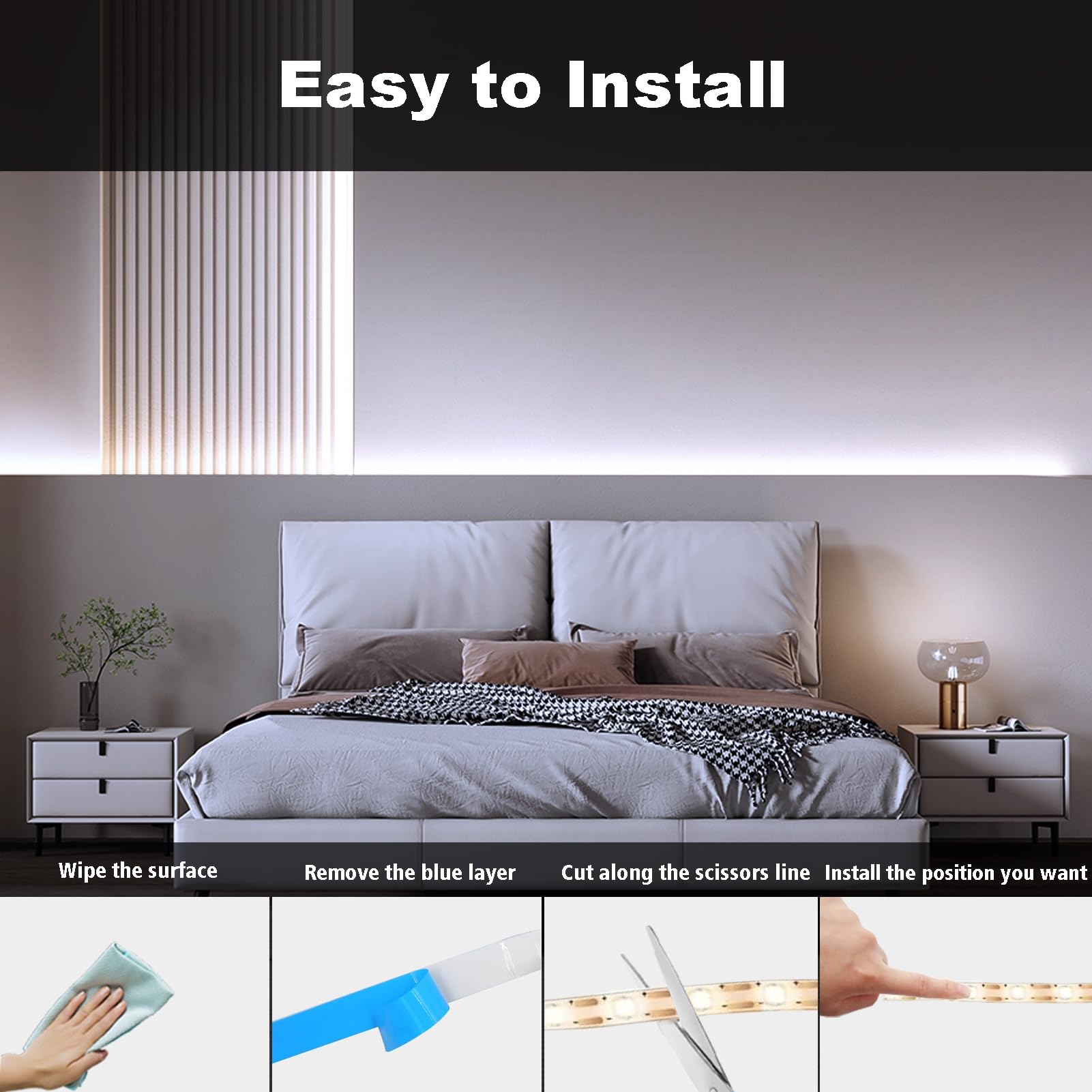 Echosari 2 Pack 9.8Ft LED Strip Lights with Remote & Timer - 90 LED Battery Operated Flexible Self-Adhesive Light Strips for Bedroom, TV Backlight, Kitchen, Boat, Cupboard Decor (Cool White) - Perfect for Home Lighting, DIY Projects & Party Decorations
