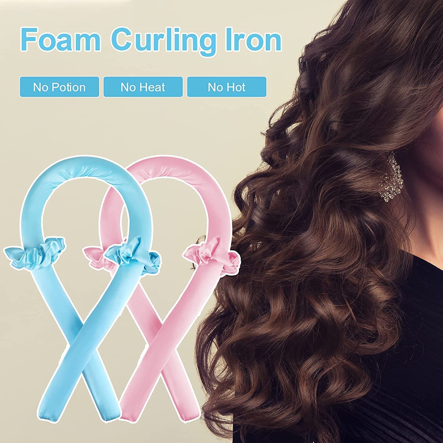 Heatless Hair Curlers for Long Hair - No Heat Silk Curls Headband, Soft Foam Rollers & Flexi Rods for Overnight Curls | Perfect for Natural Hair Styling, Bedtime Waves & Damage-Free Curling