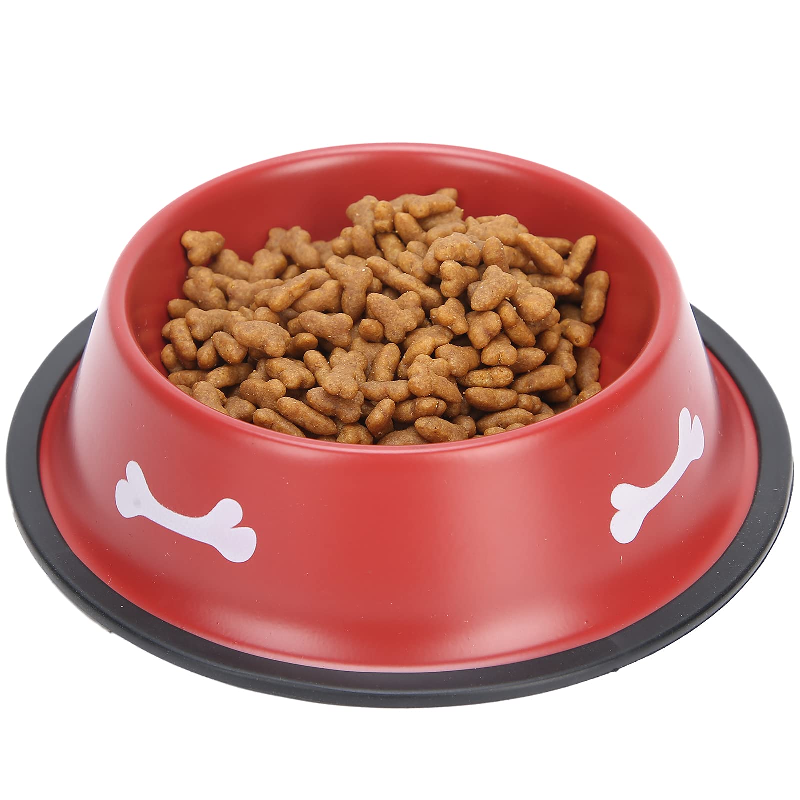Non-Slip Stainless Steel Pet Bowl Set - Stackable Dog & Cat Food and Water Dishes with Cute Bone Design (Red) - Perfect for Small Pets, Puppies, Kittens - Ideal for Home, Travel, and Outdoor Feeding