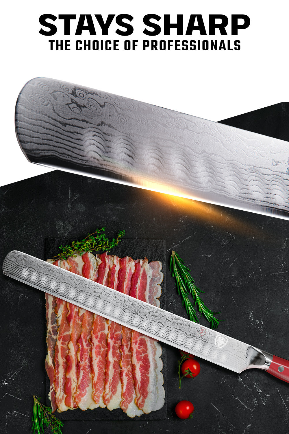 Dalstrong Shogun Series 12-inch Slicing Carving Knife with Crimson Red ABS Handle - Professional Kitchen Knife for Meat, Roasts & BBQ | Sharp Chef Knife for Home & Restaurant Use