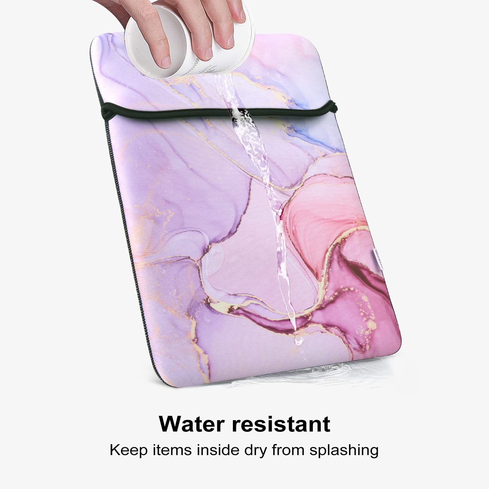 Premium Waterproof Neoprene Laptop Sleeve for MacBook Air/Pro 13 inch - Shock Resistant Protective Case with Glitter Marble Design & Small Accessory Pouch - Perfect for Travel, Office, and School Use