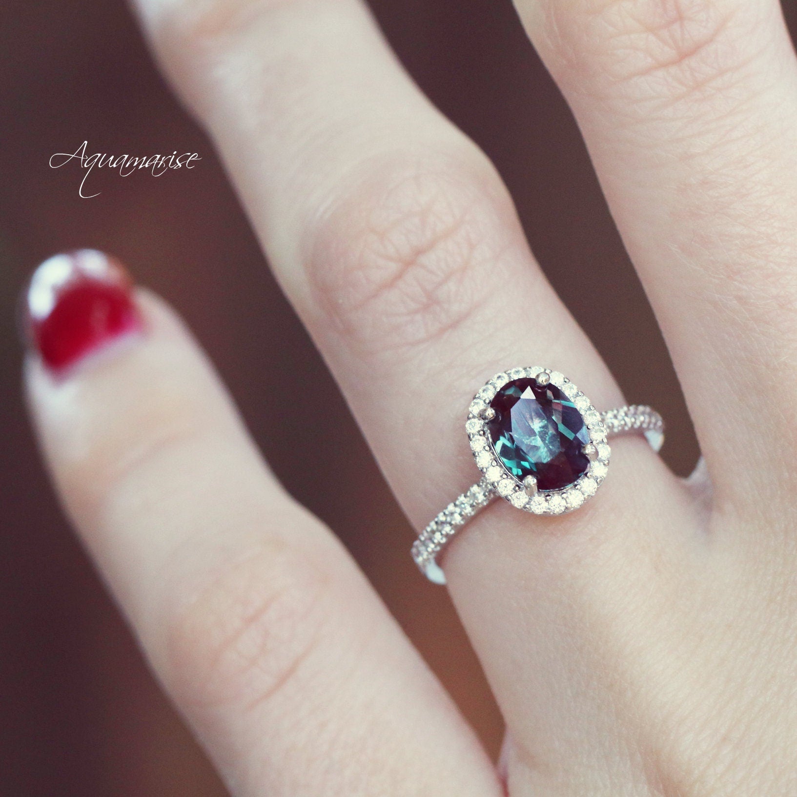 Lab Grown Alexandrite Ring Sterling Silver - Elegant Jewelry for Women, Engagement, Wedding & Anniversary Gifts | Hypoallergenic & Tarnish Resistant