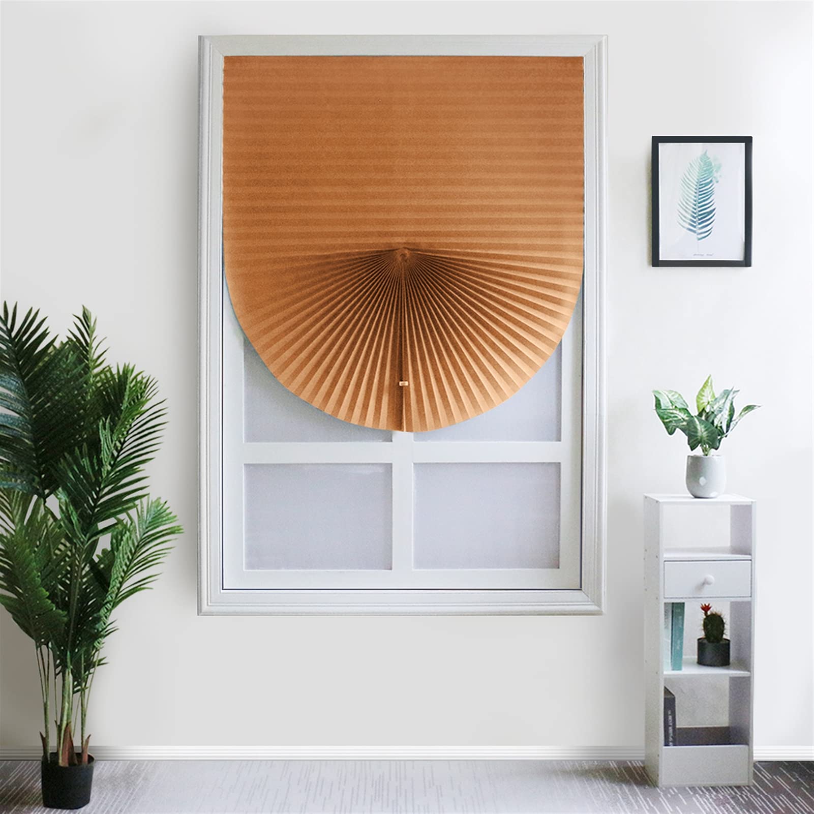Light Filtering Pleated Paper Window Shades - Easy Cut & Install Temporary Blinds with Clips - 35