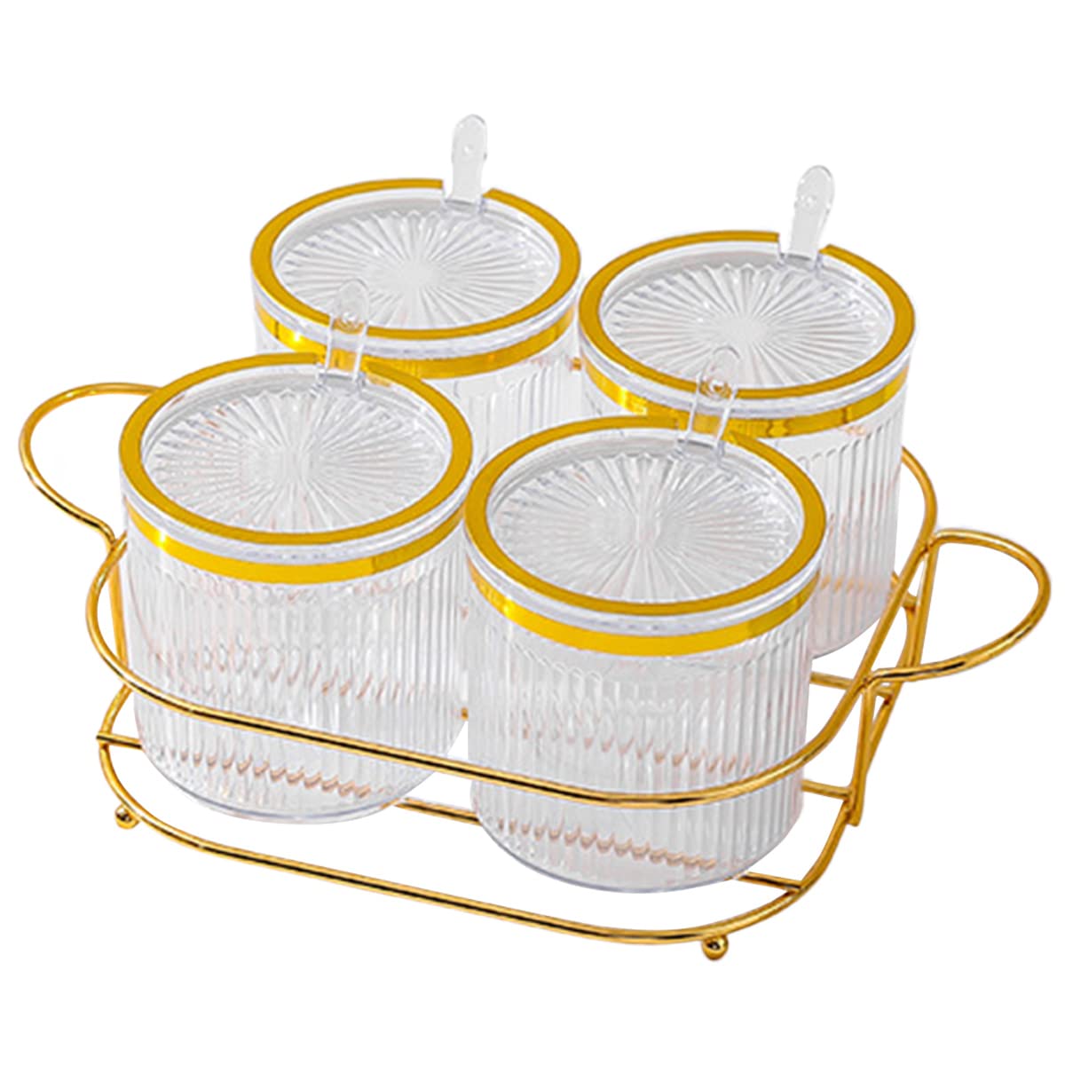 NAN Wind Acrylic Spice Jars with Lids & Spoons - 4-Piece Clear Plastic Condiment Canister Set for Kitchen Storage (Salt, Paprika, Spices) - Perfect for Pantry Organization & Cooking Essentials