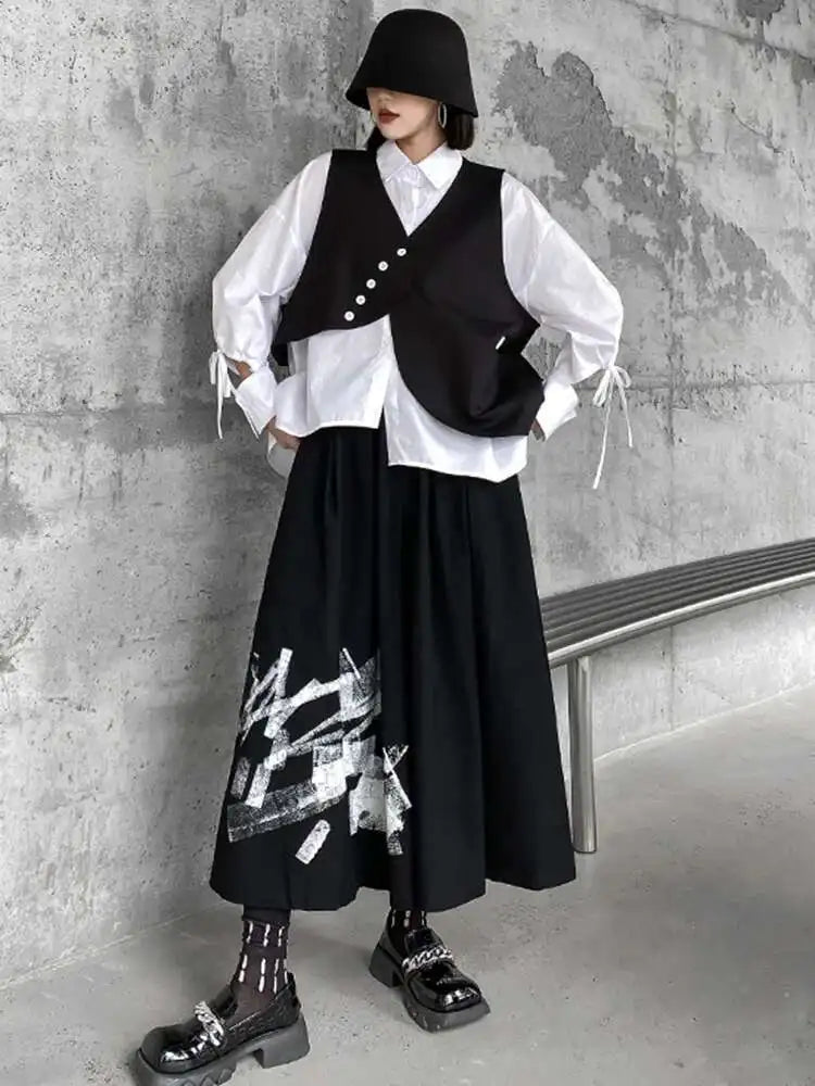Women's Big Size Vest Shirt & Wide Leg Pants 3-Piece Suit Set - Lapel Long Sleeve Fashion Outfit for Spring Autumn 2025 (Style 1DH5373) | Office Wear, Business Attire & Formal Occasions