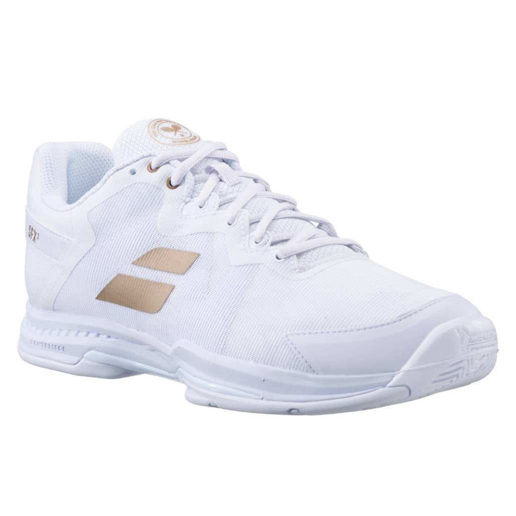 Babolat SFX 3 AC Wimbledon Women's Tennis Shoes - White | Comfort & Support for Competitive Play | Perfect for Clay & Hard Court Matches
