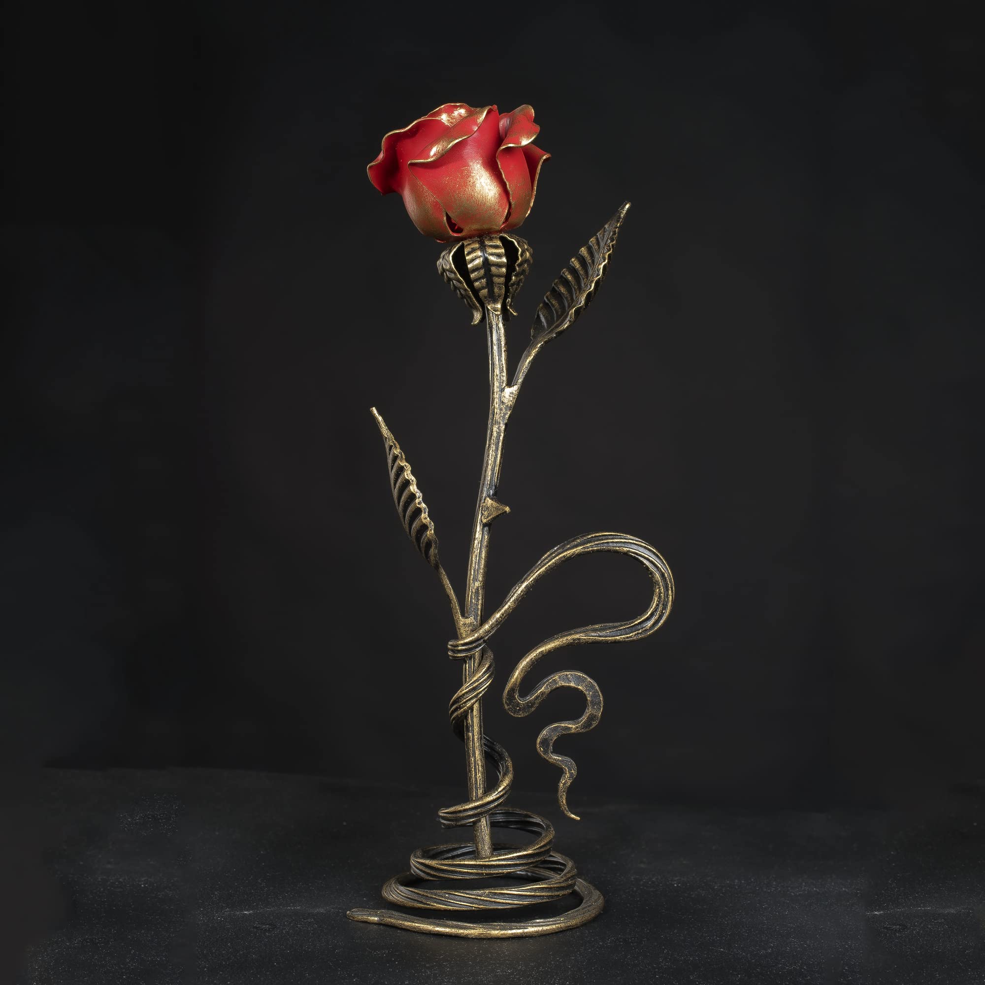 Custom Engraved Red Iron Rose - Handmade Metal Flower Gift for Anniversary, Valentine's Day & Home Decor | Personalized Romantic Keepsake for Couples