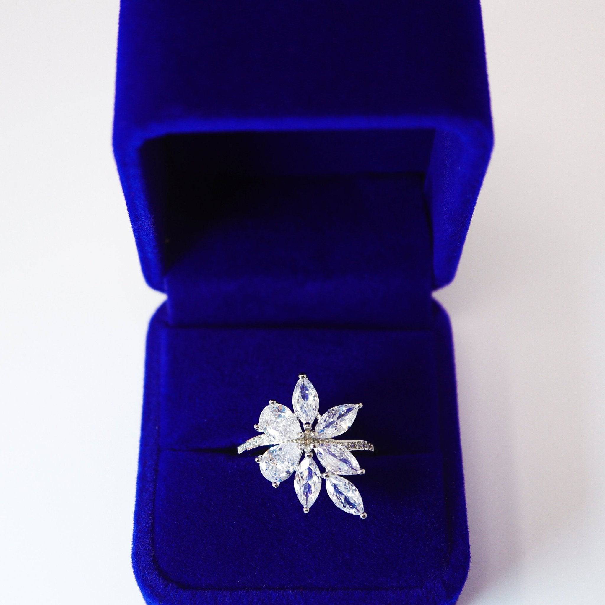 Elegant CZ Bunch of Leaves Proposal Ring - Statement & Engagement Ring for Women | Perfect for Weddings, Anniversaries & Romantic Gifts