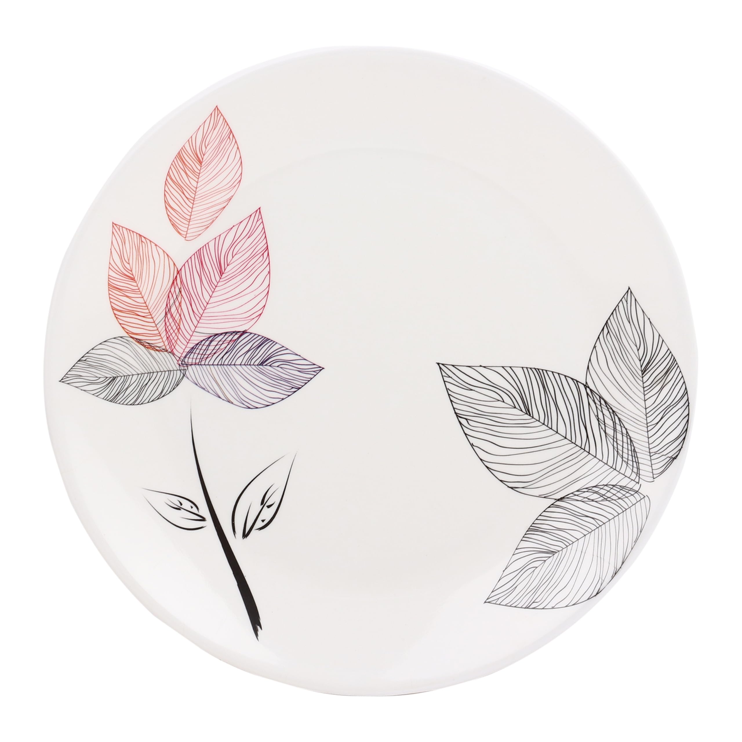 Premium Golden Fish Melamine Dinner Plates - Set of 6, 11 Inch Round Printed Leaf Design Plates - Durable & Stylish for Outdoor Dining, Picnics, and Everyday Use