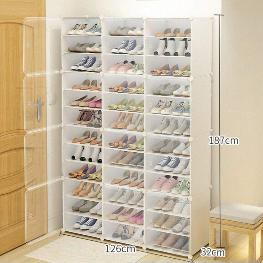 TFCFL 3-Tier Shoe Storage Organizer with 12 Drawers - Waterproof PP Shoe Rack Shelf Unit for Closet & Entryway Organization - Perfect for Storing Sneakers, Sandals & Boots (White)