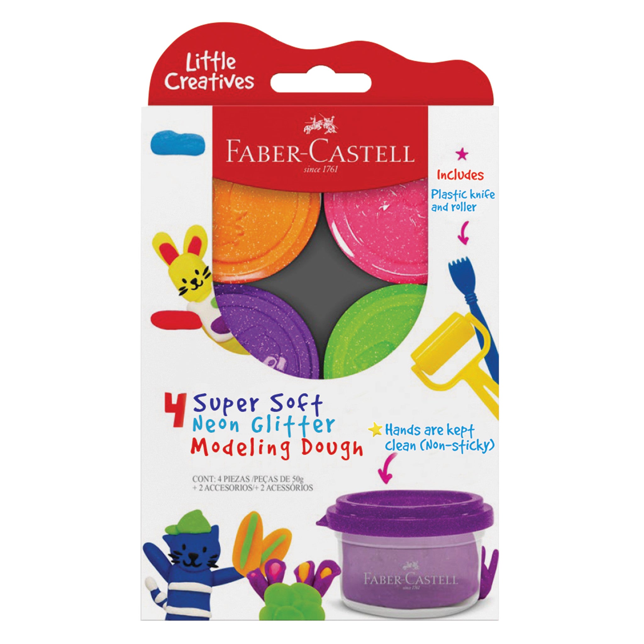 Little Creatives 4 Super Soft Modeling Dough - Neon Glitter Play Dough Kit for Kids #370854 | Sensory Play, Arts & Crafts, Birthday Party Activities