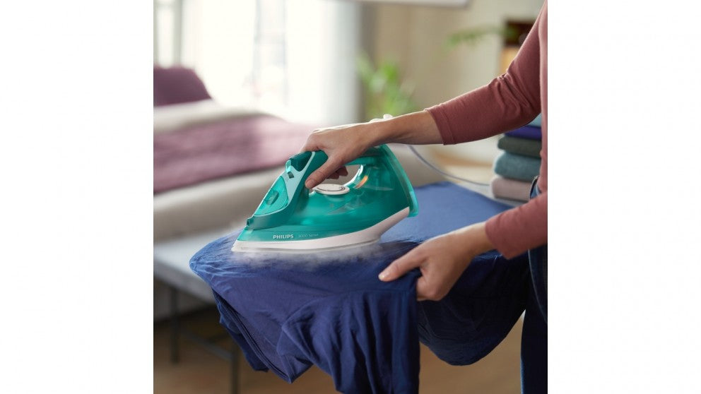 Philips 3000 Series Steam Iron with 1700W Power, Azur Green (DST3030/79) - Perfect for Wrinkles Removal & Garment Care at Home