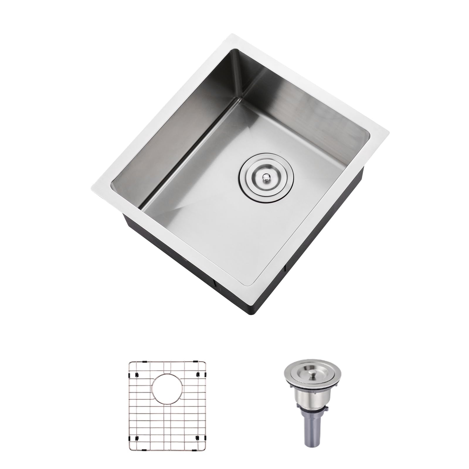 13 x 15 Inch Undermount Single Bowl Stainless Steel Kitchen Sink - 16 Gauge RV, Wet Bar & Prep Sink for Small Spaces - Perfect for Tiny Homes, Campers & Compact Kitchens
