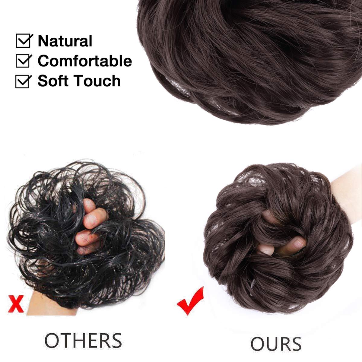 Curly Synthetic Messy Hair Bun Hair Scrunchies Extension - Perfect for Messy Bun Hairstyles, Ponytail Accessories & Everyday Hair Styling