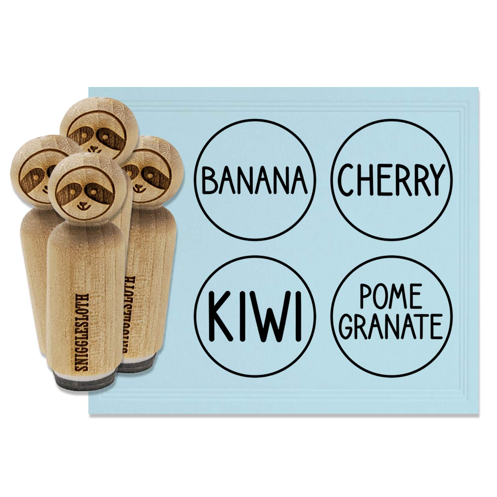 Kiwi Banana Pomegranate Cherry Flavor Scented Rubber Stamps for DIY Crafting, Planner Decoration & Scrapbooking - 1.25 Inch Large Stamp Set - Perfect for Journals, Gift Wrapping & Home Decor