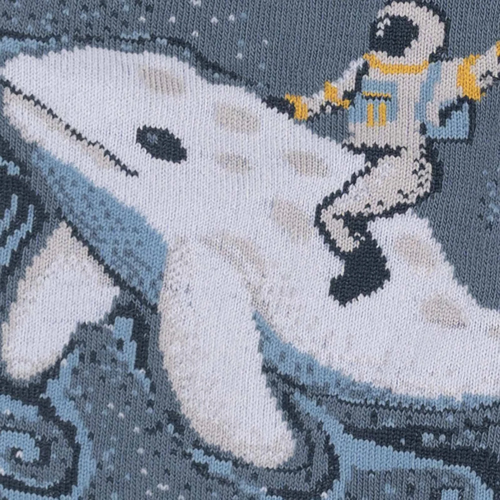 Cosmic Cetacean Crew Socks for Men - Fun & Comfortable Novelty Socks - Perfect for Casual Wear, Gifts & Whale Lovers