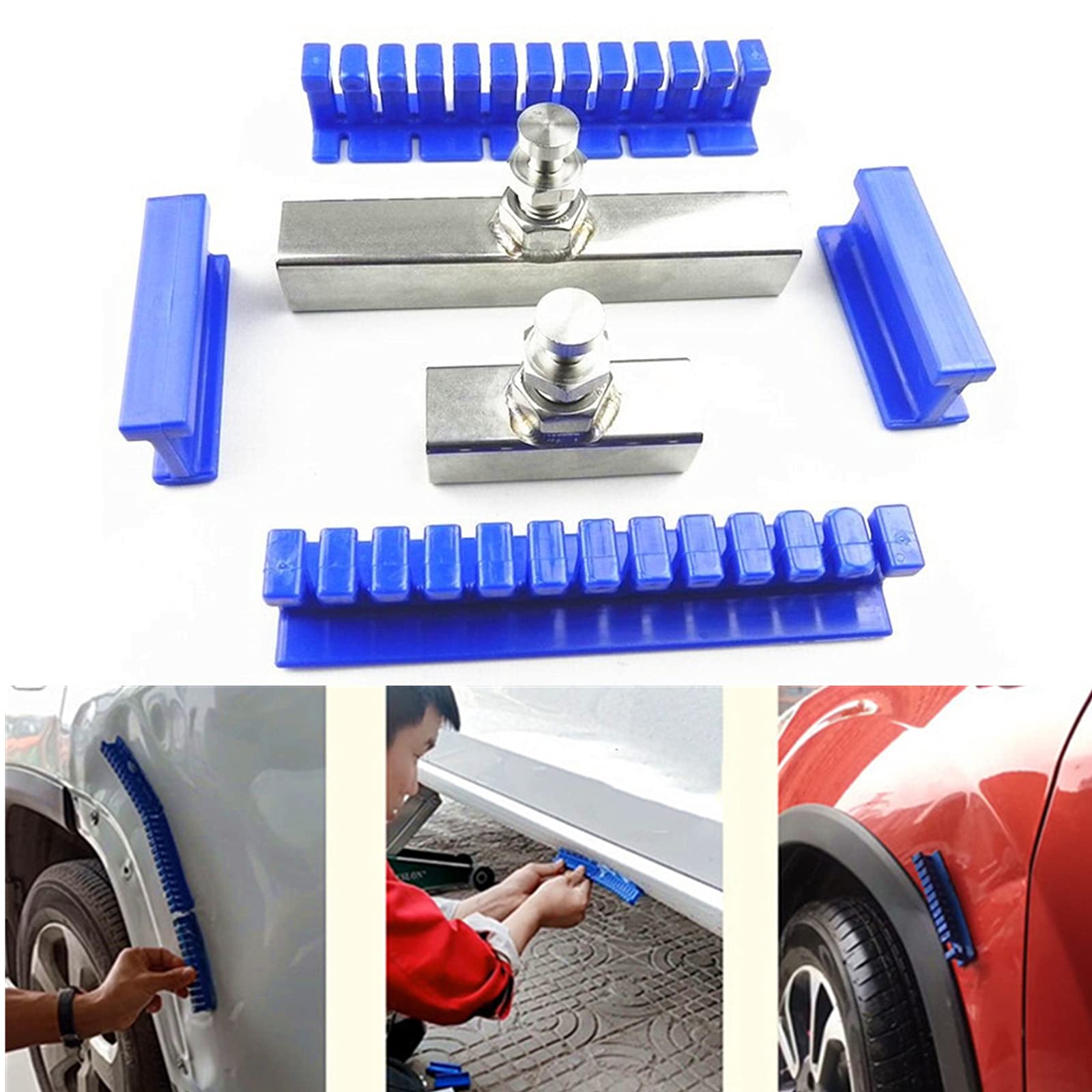 Paintless Dent Removal Kit - 6 Pcs Heavy Duty Glue Puller Tabs & Teeth for Auto Body Repair | Professional Dent Puller Tool for Car Door Dents, Hood Dents & Fender Repair | Perfect for DIY Auto Bodywork & Professional Mechanics