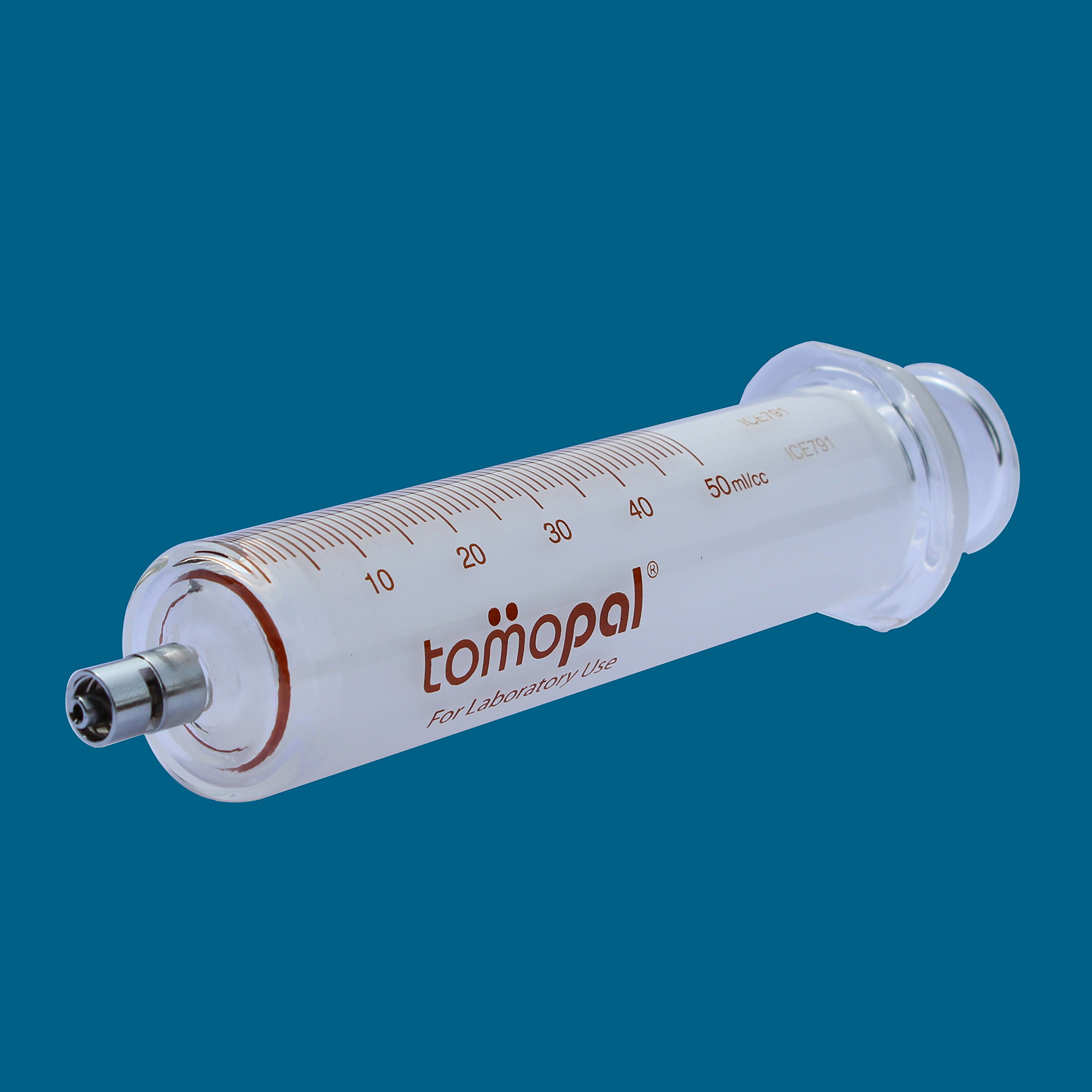 Tomopal 50ml Glass Syringe with 1.0ml Graduation - Pack of 3 - Laboratory Grade Precision Syringes for Scientific Research, Medical Use & Essential Oil Measurement (P/N: 130-4550-X003)