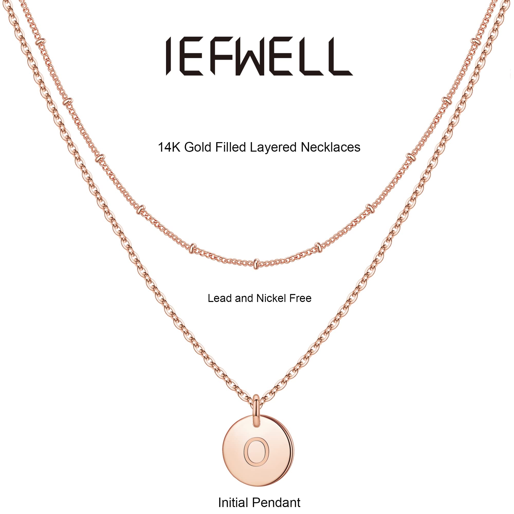 IEFWELL Personalized Initial Necklace for Women & Girls - Gold, Silver, Rose Gold Double-Sided Engraved Hammered Coin Pendant, Layered Necklace Jewelry Gift for Easter, Birthday, Graduation | Perfect for Teens, Daughters, Sisters & Best Friends