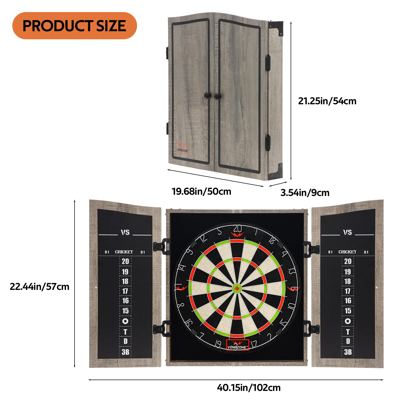 Premium Dartboard Cabinet Set with Hemp Bristle Board & Chalk Scoreboard - Easy Assembly, Includes 6 Darts - Perfect for Home Game Rooms, Bars & Man Caves - Great Gift for Dart Enthusiasts
