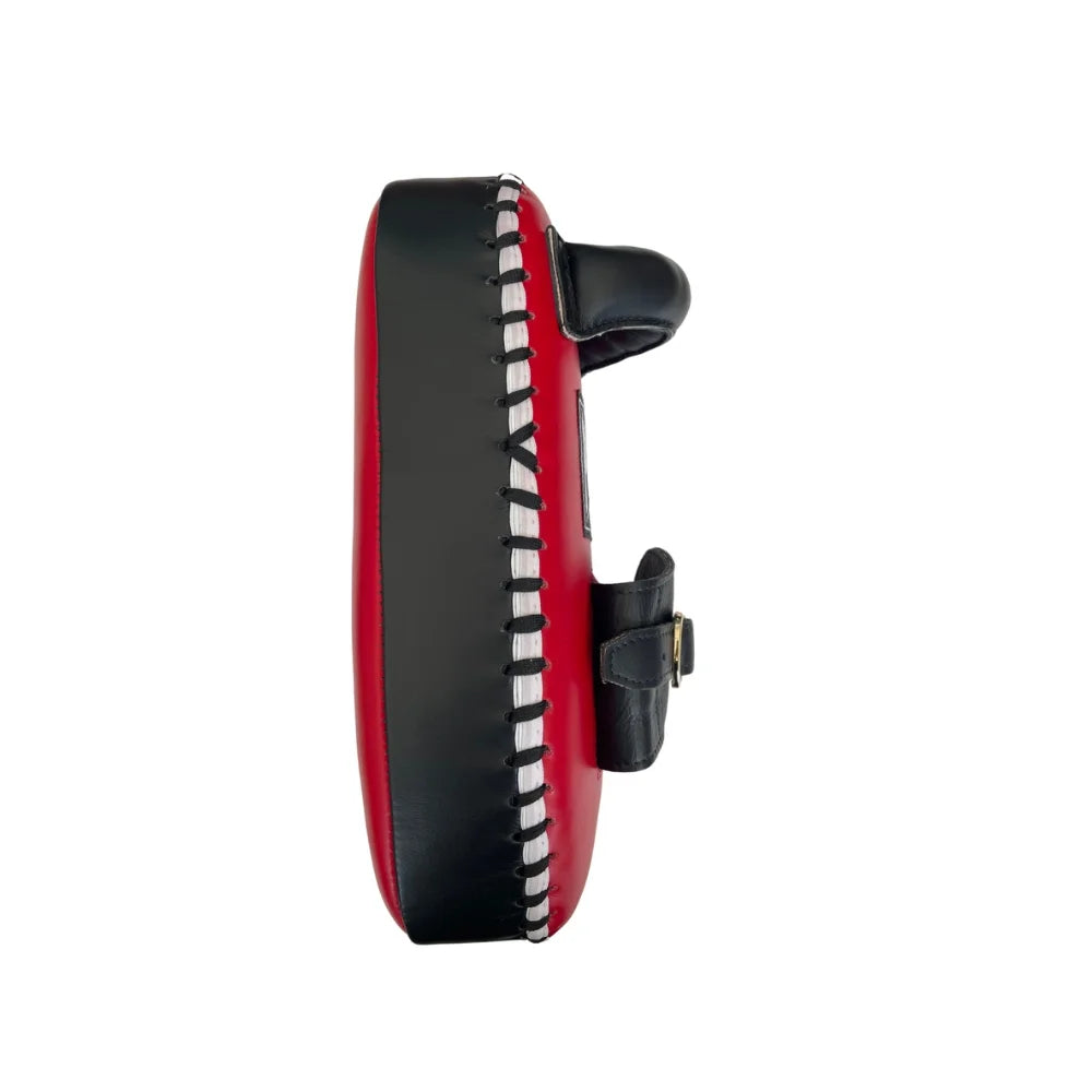 Premium Thai Pad Siam™ Leather Single Strap Buckle Muay Thai Training Equipment - Red/White for Boxing, Martial Arts & Fitness Training