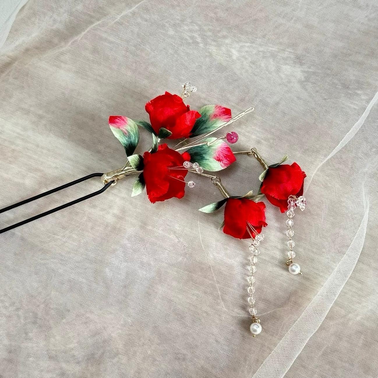 Handmade Silk Begonia Flower Hairpin - Elegant Hair Accessory for Weddings, Parties & Special Occasions