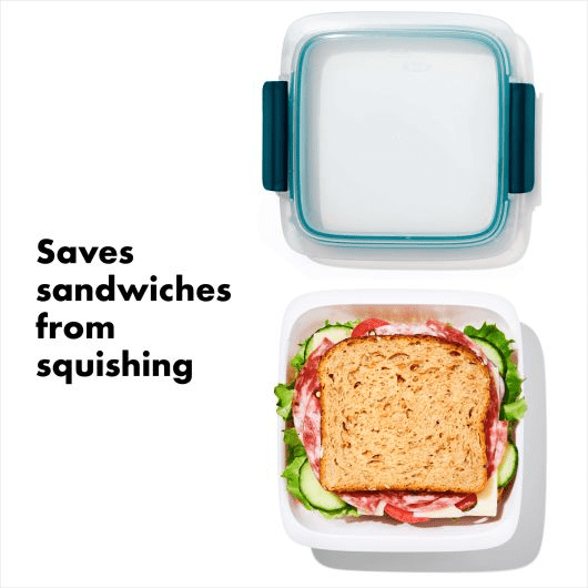 OXO Prep & Go Sandwich Container - BPA-Free, Leak-Proof Food Storage Box for School, Office & Picnics | Perfect for Meal Prep & On-the-Go Lunches