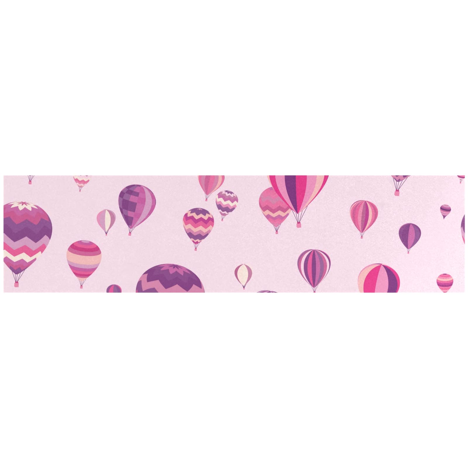 Pink Hot Air Balloons Table Runner 18x72 Inch - Polyester Kitchen Party Dinner Table Decoration for Birthday, Wedding, Baby Shower & Holiday Celebrations