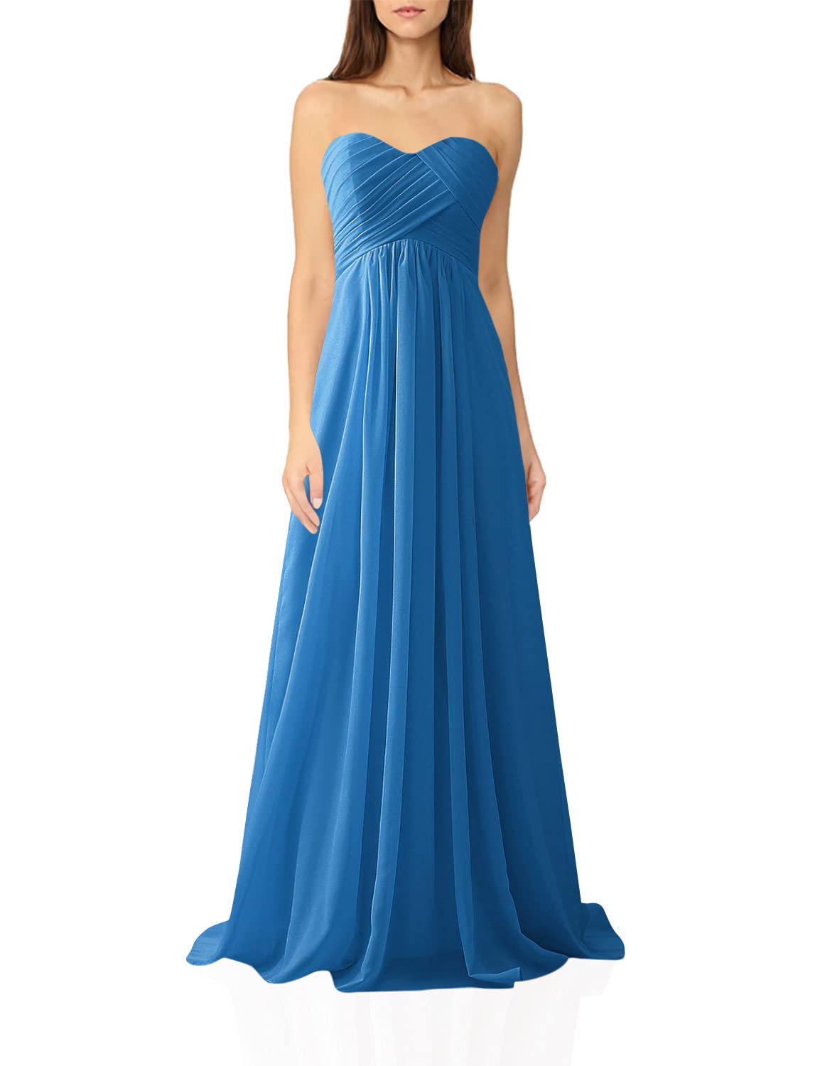 JAEDEN Elegant Chiffon Bridesmaid Dresses - Strapless Long Prom Gown with Pleated Details | Perfect for Weddings, Formal Parties & Special Occasions