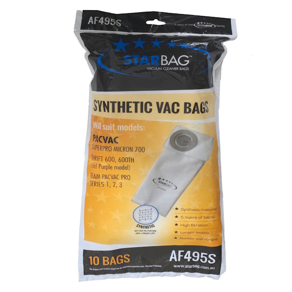 Starbags AF495S Synthetic Vacuum Cleaner Bags - 6 Pack | Compatible with Hoover, Eureka & More | Dust-Free Replacement for Upright Vacuums | Ideal for Home Cleaning, Pet Hair & Allergen Control