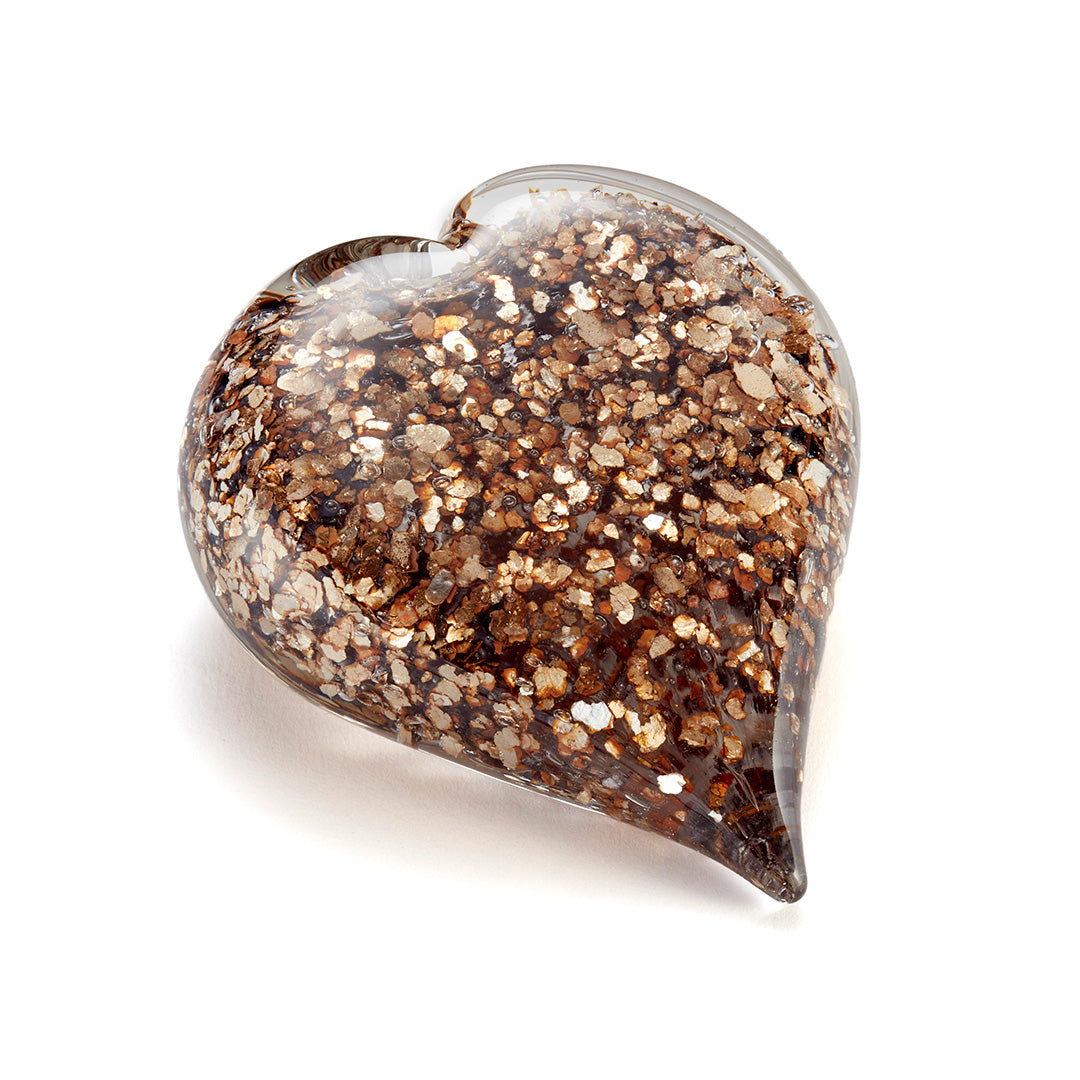 Sparkling Glass Gold Glitter Heart Decor - Elegant Home & Wedding Decoration, Party Centerpiece, Romantic Gift Idea for Valentine's Day & Anniversaries