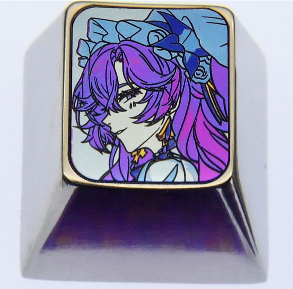 1U Titanium Alloy Custom Keycaps - Anime & Game Character Metal Decorative Keycaps for Mechanical Keyboards | Perfect for Gaming Setups & PC Customization